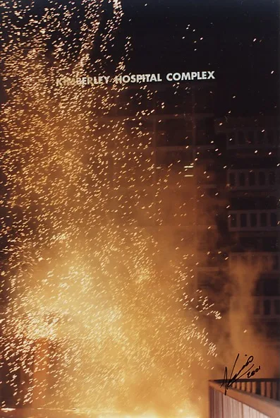 Firework display in front of Kimberley Hospital Complex at the Awakening of the Giant ceremony.