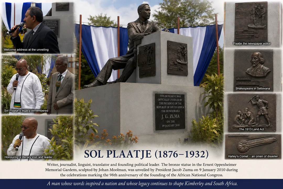 Unveiling ceremony for the Sol Plaatje bronze statue in Kimberley on 9 January 2010