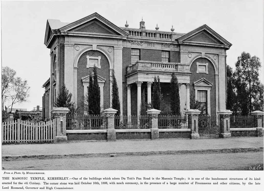 The corner stone was laid October 10th, 1888, with much ceremony, in the presence of a large number of Freemasons and other citizens, by the late Lord Rosmead, Governor and High Commissioner.