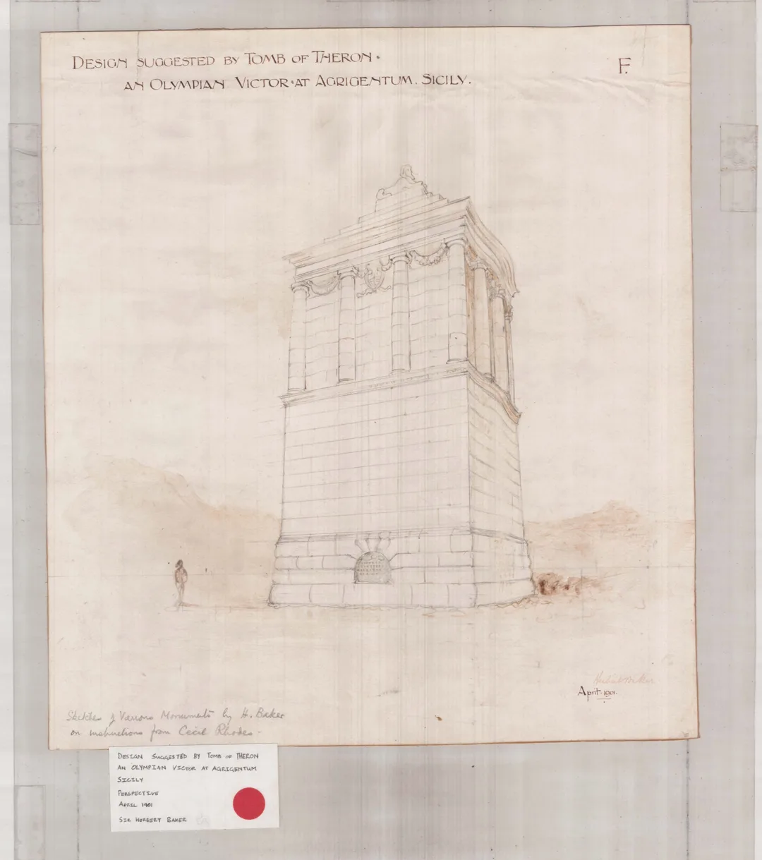 Sketch by Herbert Baker - Suggested by the Tomb of Theron