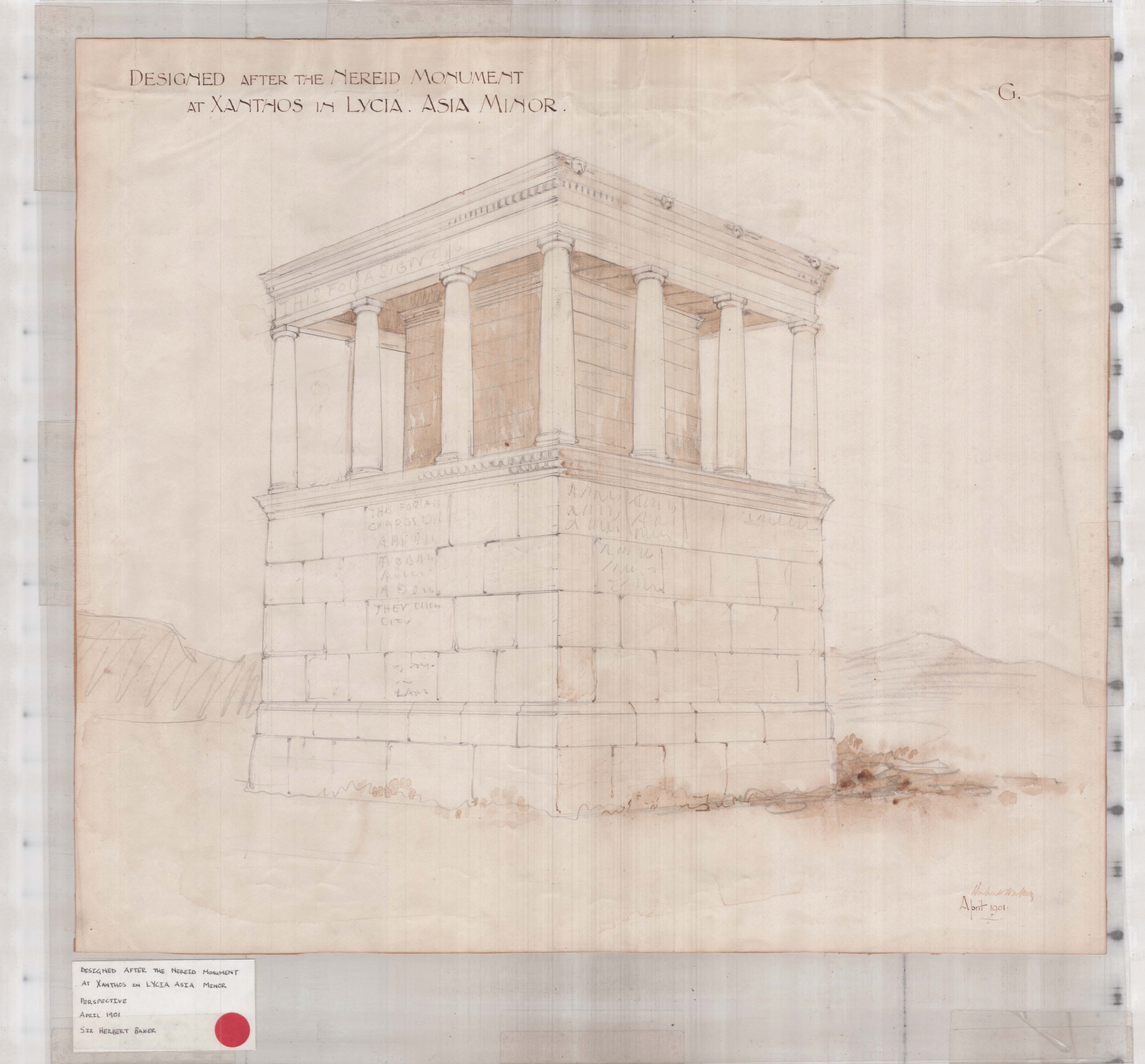 Sketch by Herbert Baker - Suggested by the Nereid Monument 