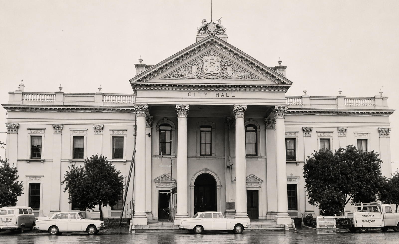 Kimberley City Hall after restoration, showing the restored Victorian façade and Corinthian entrance.