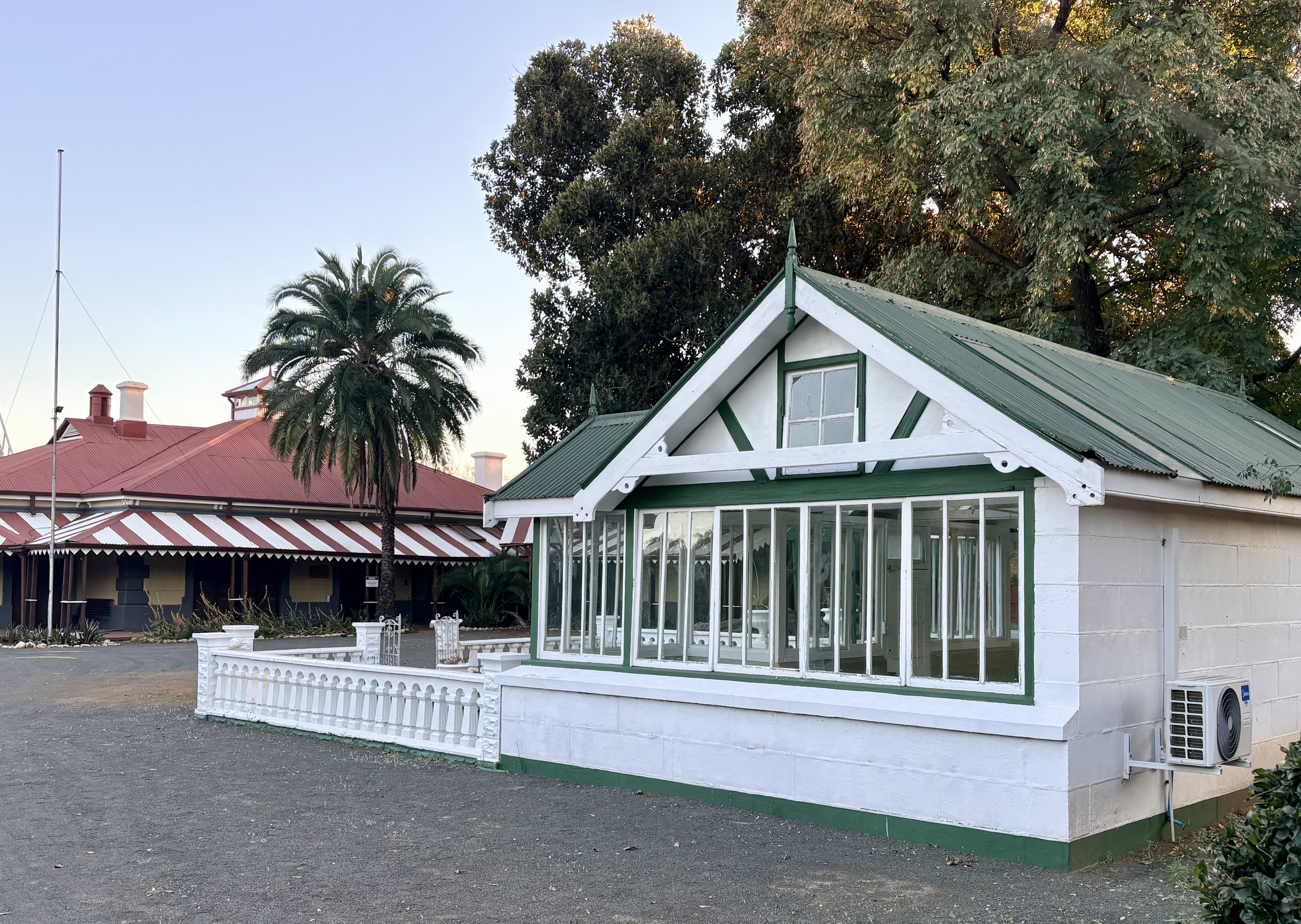 This glassed-in structure next to the front gate to Rudd House