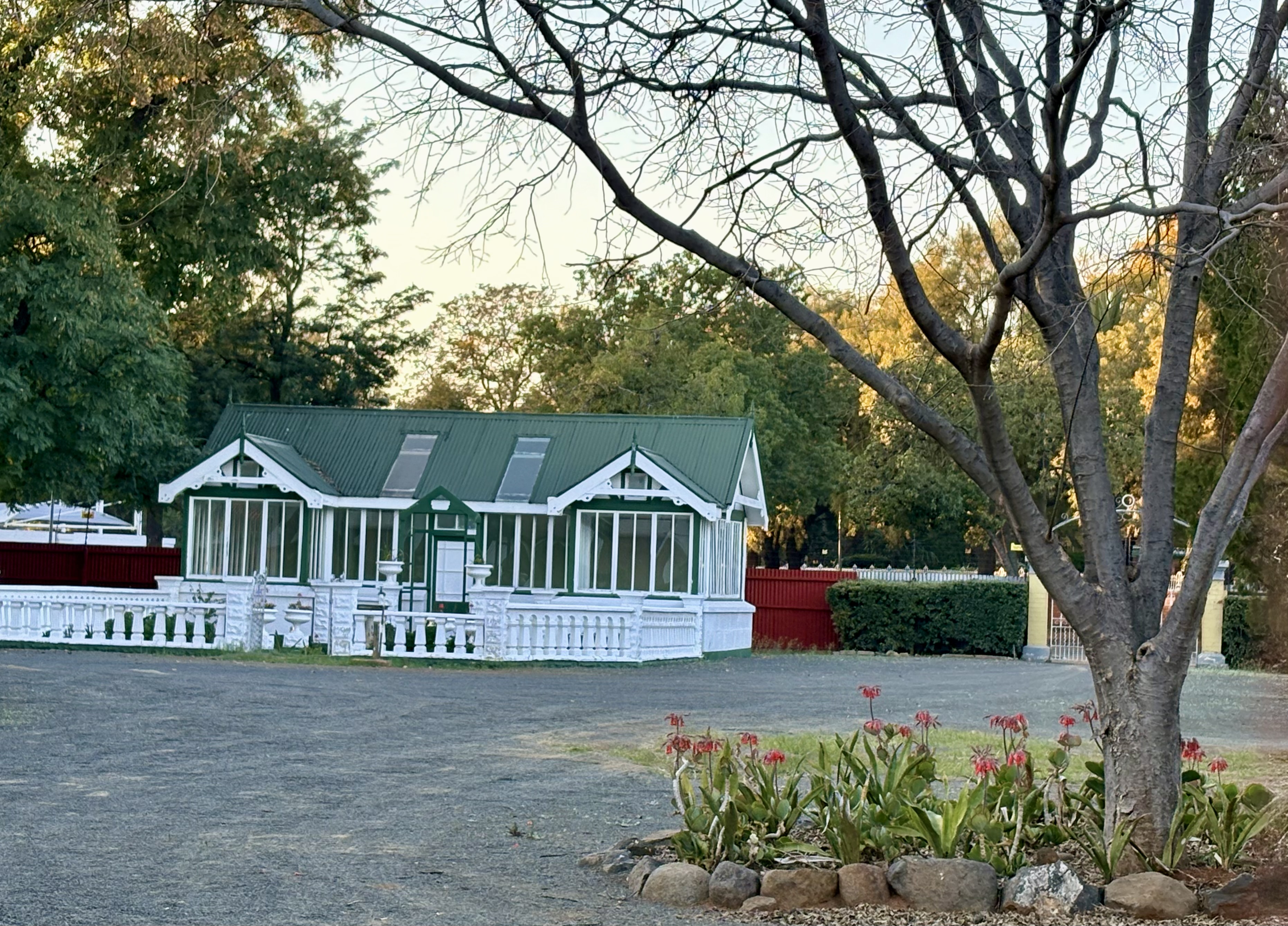 Glasshouse in the garden at Rudd House.