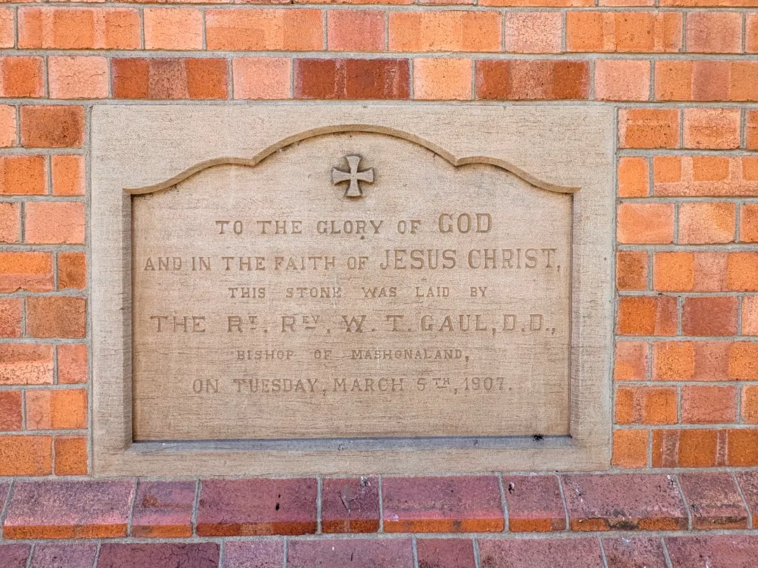 St Cyprian's Cathedral foundation stone, laid in 1907.