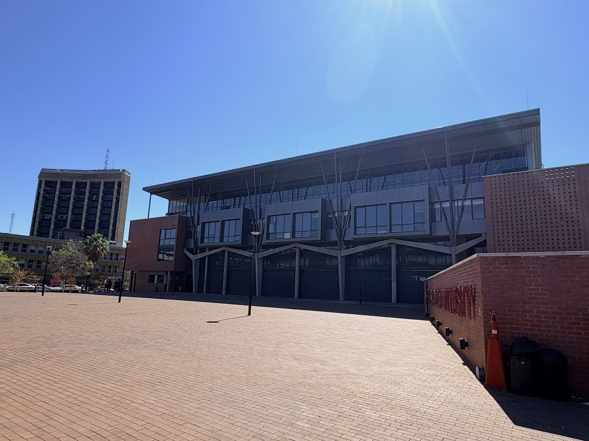 Front of the Great Hall with Harry Oppenheimer House and Luka Jantjie House beyond.