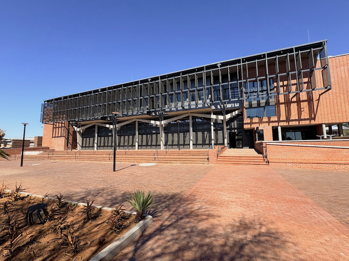 Rear elevation of the Great Hall at Sol Plaatje University.
