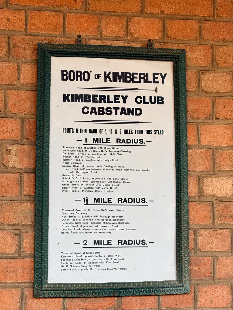Kimberley Club Cabstand sign