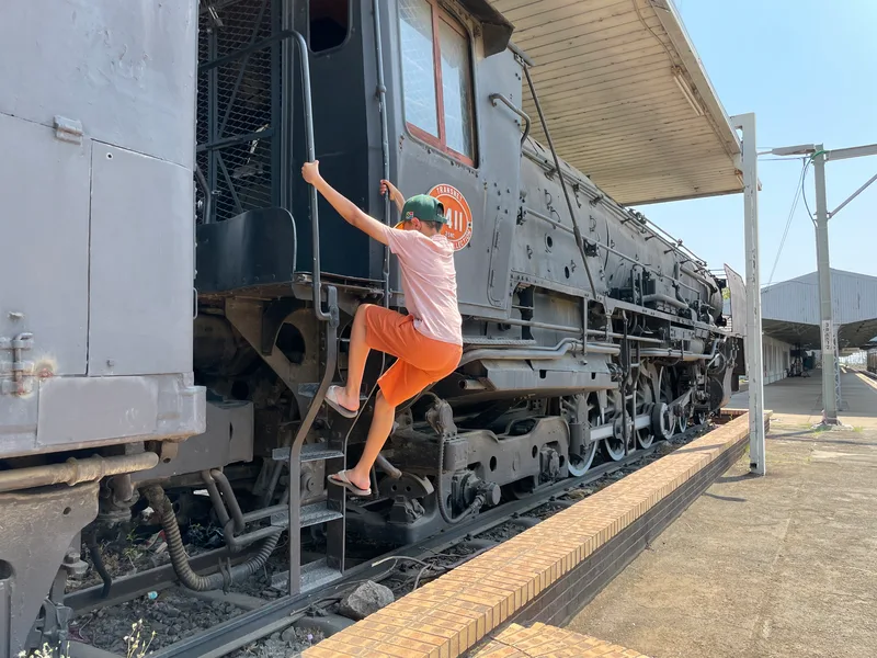 Kimberley Train Station: South African Railways Class 25NC. Number: 3411. Built: 1953. Builder: North British Locomotive Company