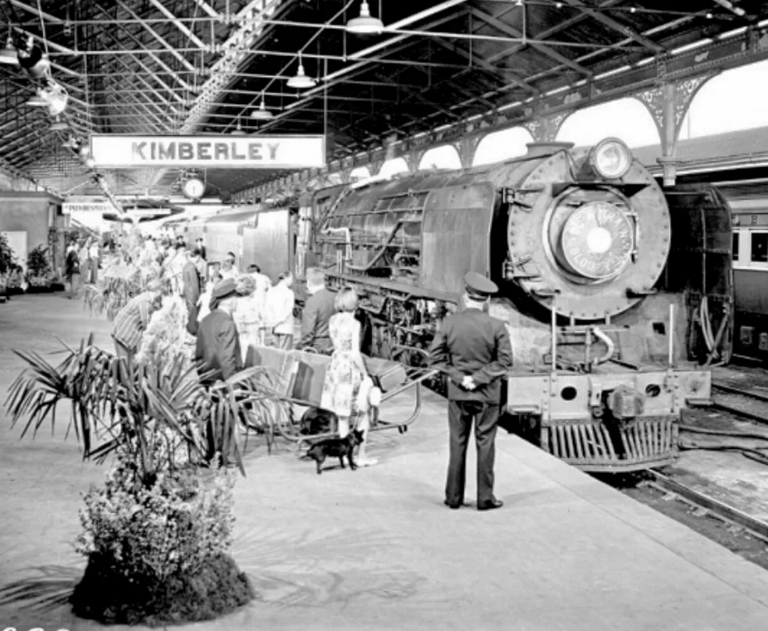 Kimberley's bustling train station between the wars