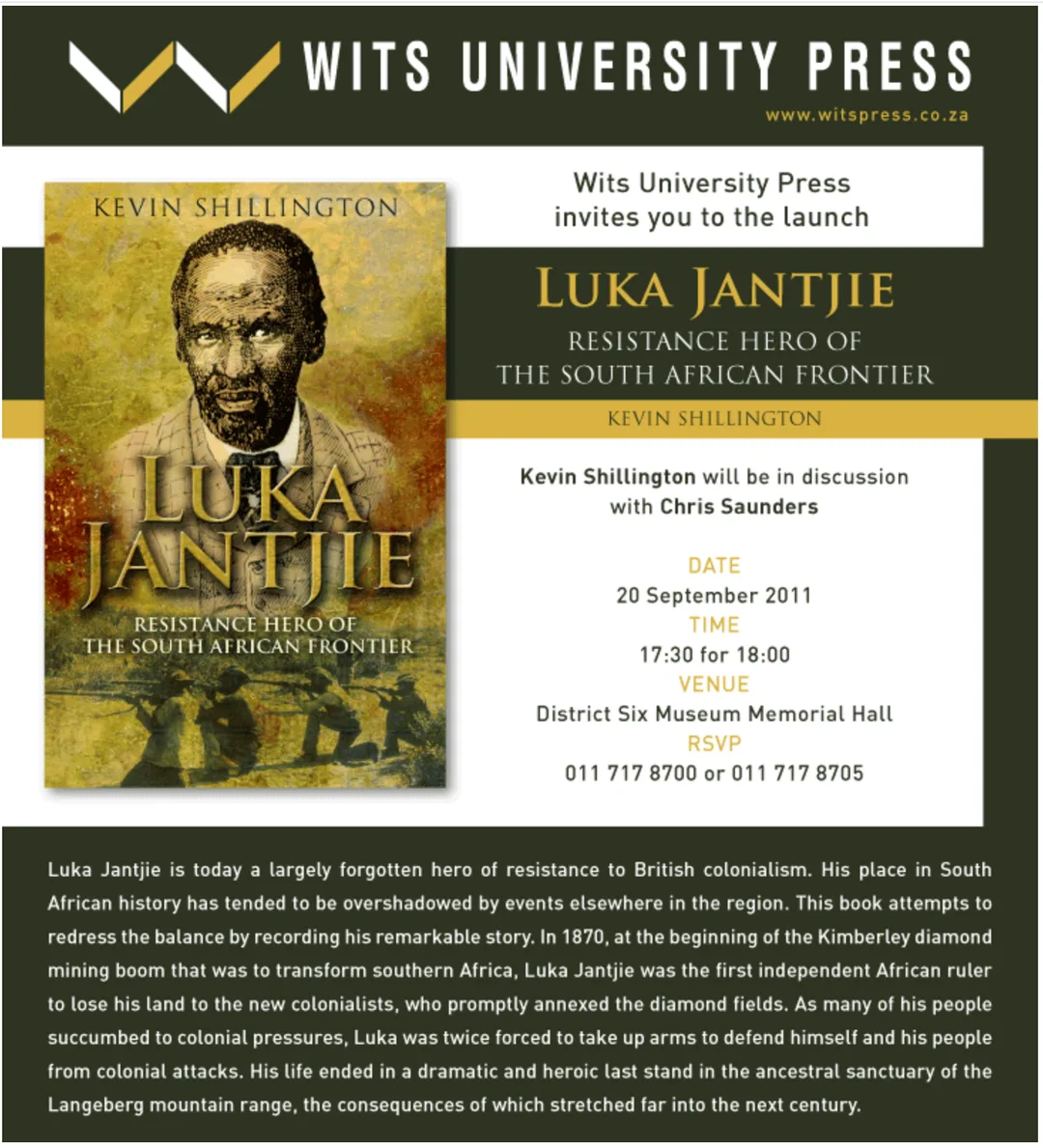 Lecture about Luka Jantjie at Wits University in 2011