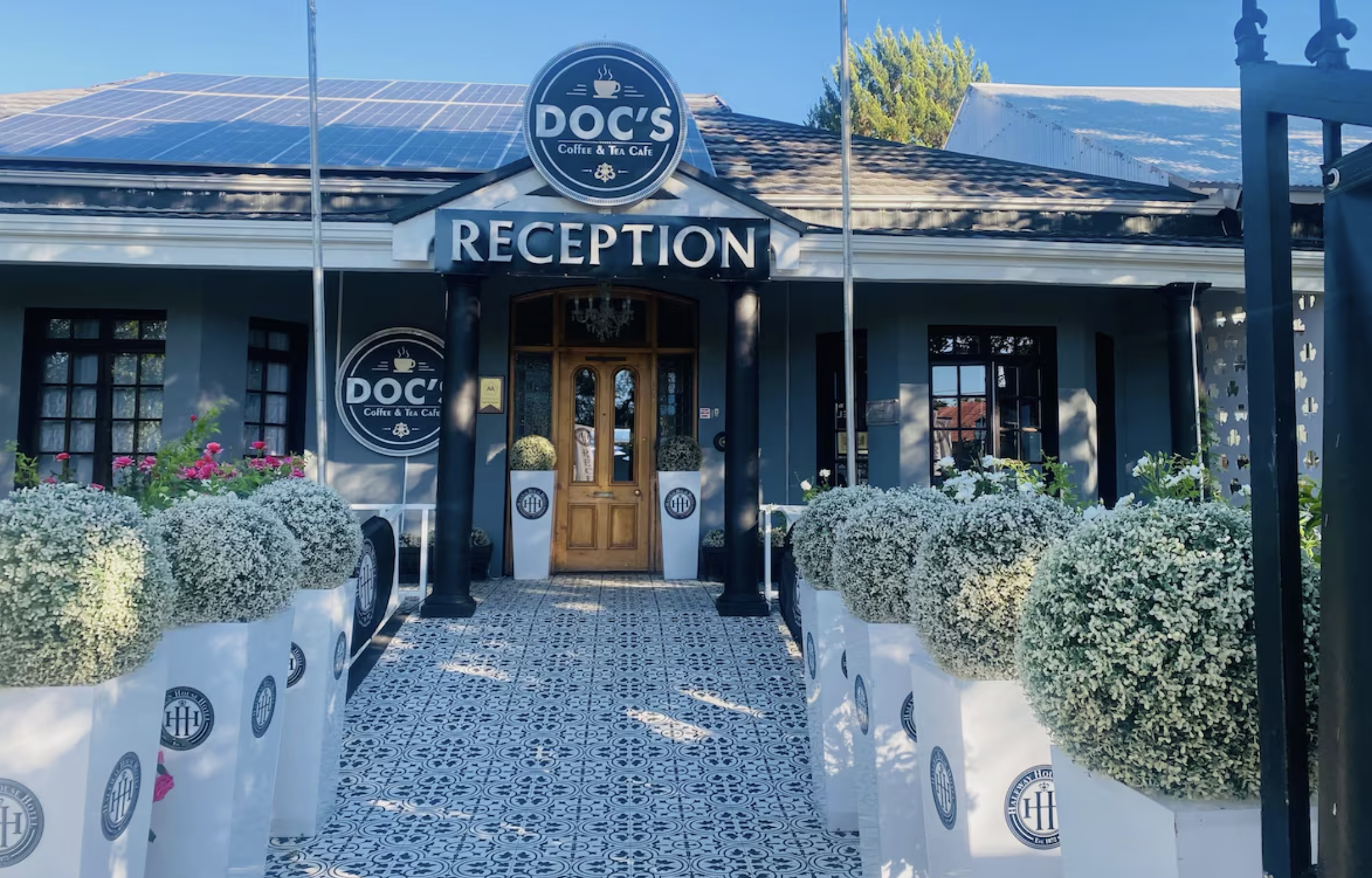 Historic entrance to Doc's Coffee & Tea Café at 5 Egerton Road, Kimberley.