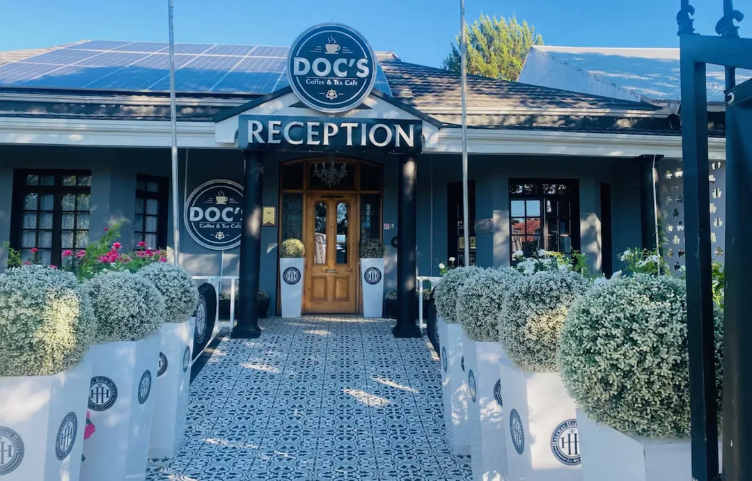 Historic entrance to Doc's Coffee & Tea Café at 5 Egerton Road, Kimberley.