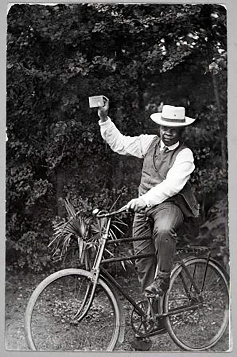 Sol Plaatje on his bicycle in South Africa in 1913. Courtesy: Sol Plaatje Educational Trust, Kimberley