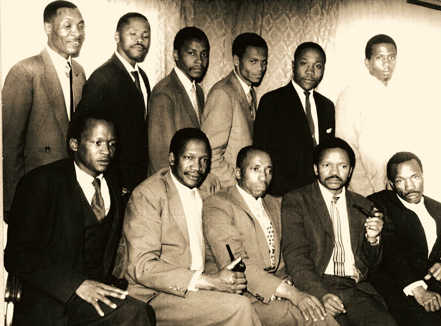 Historic group photograph of Robert Sobukwe and fellow founders of the Pan Africanist Congress.