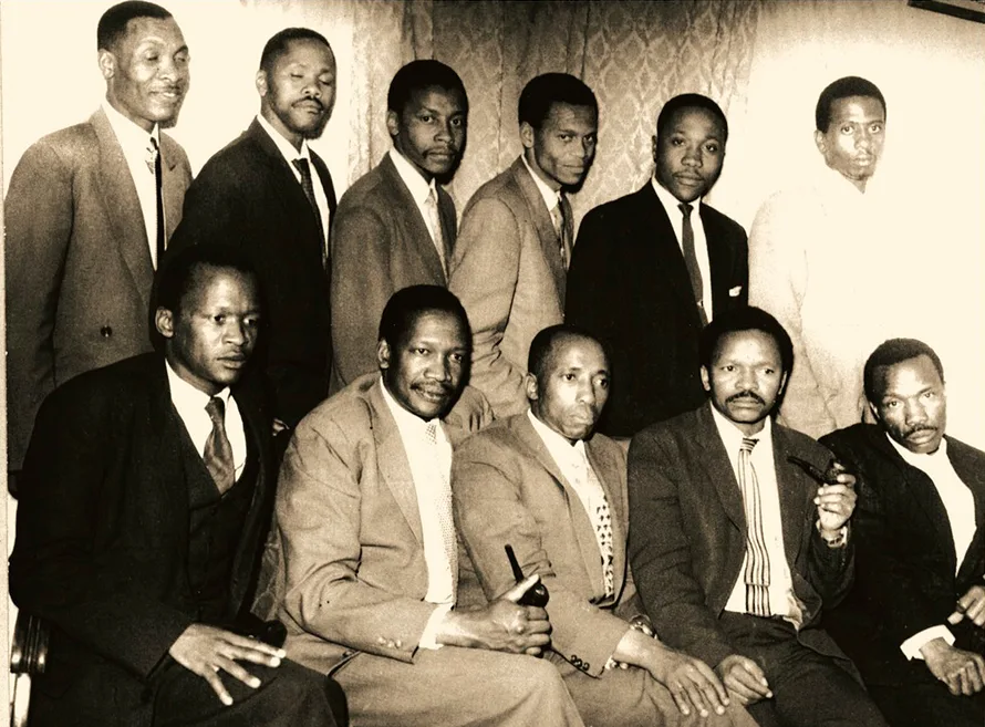 Historic group photograph of Robert Sobukwe and fellow founders of the Pan Africanist Congress.